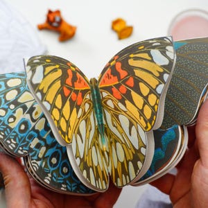 Livre accordéon papillon avec illustrations vintage, créations en papier imprimable, kit de livre téléchargeable DIY en forme de papillon, cadeau en papier