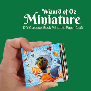 Carrousel miniature du Magicien d'Oz, activité artisanale en papier, modèle imprimable, téléchargement numérique, kit de création imprimable de petit livre