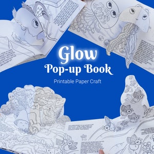 Libro desplegable para colorear de naturaleza DIY para niños sobre brillo, crea tu propio libro desplegable 3D, plantilla imprimible, actividad educativa de manualidades con papel