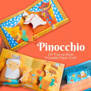 Pinocchio DIY Pop-up Buch druckbares Papiermodell, 3D Buch für Kinder, Pop-up Buch Kit, digitaler Download, Familienaktivität, Kinderprojekt
