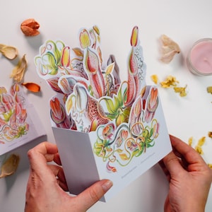 Modèle de carte en couches 3D bricolage vintage - Illustration florale d'Ernst Haeckel - téléchargement numérique