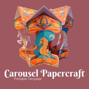 Kit de création de carrousel en papier, activité artisanale en papier 3D, activité imprimable DIY pour adultes et enfants, projet de découpe de papier