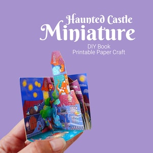 Castelo mal-assombrado em miniatura fofo, artesanato em papel faça você mesmo para adultos, modelo para impressão, kit de artesanato detalhado