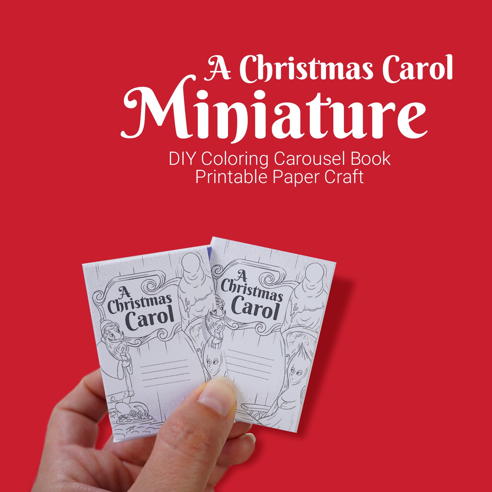 Christmas Carol Coloring Miniature Carousel Book, DIY Paper Craft Kit ...