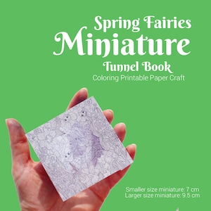 Créations artisanales en papier miniatures de printemps, livre tunnel à colorier imprimable, coloriage fantastique, modèle de kit de bricolage, activité pour adultes