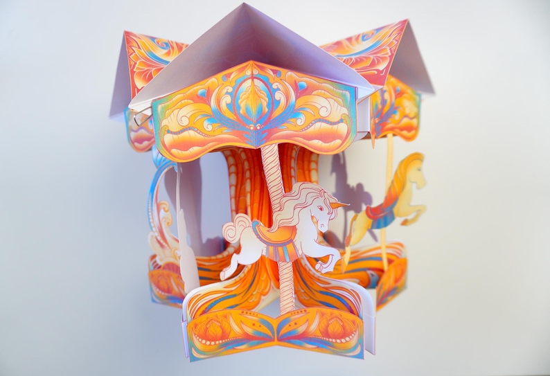 DIY Paper Carousel Crafting Kit, 3D Paper Cutting Project (digital ...
