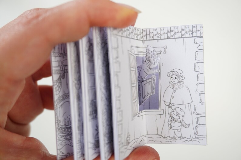 Christmas Carol Coloring Miniature Carousel Book, DIY Paper Craft Kit ...