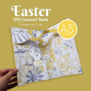 Kit de livre popup carrousel DIY de Pâques, modèle imprimable à télécharger, créations en papier pour enfants et adultes, idée de fabrication de papier 3D, grande taille