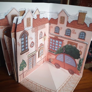 Calendario dell'Avvento 3D realizzato in carta con citazioni invernali, biglietto pop-up, calendario stampabile per adulti e bambini, progetto origami natalizi immagine 5