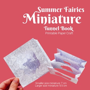 Livre tunnel miniature d'été à colorier bricolage, créations en papier imprimable, coloriage fantastique, modèle de kit de bricolage, activité pour adultes