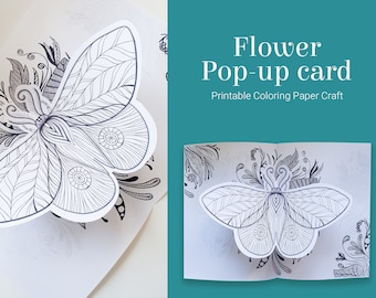 Schmetterling Pop Up Karte zum Ausmalen