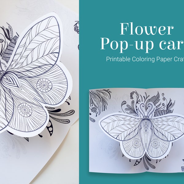 Butterfly pop up card coloring page
