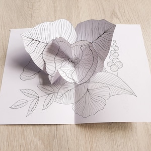 3d Pop-up Flower Coloring Page Handmade Pop-up Card Floral - Etsy