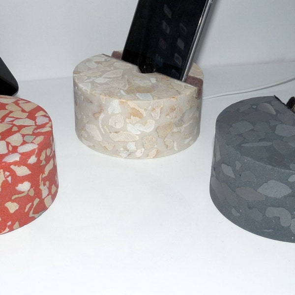 Stone Docking Stand Station iPhone iPad Samsung, Huawei, Sony, HTC, Nokia, LG, ebook, Marble Resin Pigments Wool Felt Love