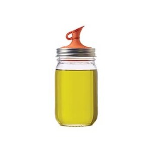 Oil Cruet / Oil Dispenser Lid with Stainless Steel Band for Regular Mouth Mason Jars