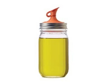 Oil Cruet / Oil Dispenser Lid with Stainless Steel Band for Regular Mouth Mason Jars