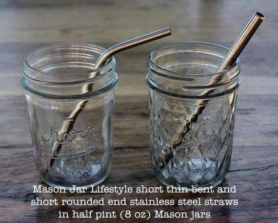 Extra Long Safer Rounded End Stainless Steel Straws for Half Gallon Mason  Jars 4 Pack
