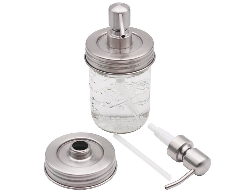 Threaded Lid Matte Stainless Steel Mason Jar Soap Dispenser - Etsy