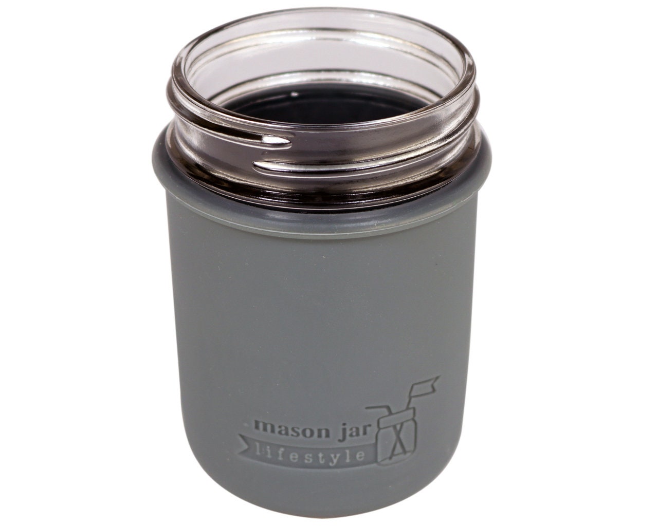 Silicone Sleeve for Half Gallon 64oz Mason Jars Charcoal Gray