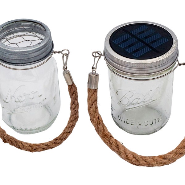 Rope Handles for Mason Jars 2 Pack - Available in thin or thick and regular or wide mouth sizes