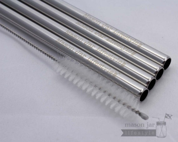 Extra Long Safer Rounded End Stainless Steel Straws for Half Gallon Mason  Jars 4 Pack