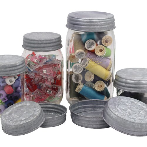 Galvanized Vintage Reproduction Mason Jar Lids 4 Pack Etsy