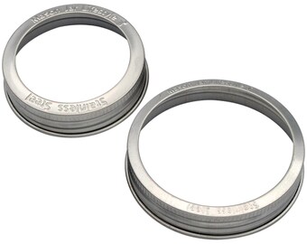 5 Stainless Steel Rust Proof Bands / Rings for Regular and Wide Mouth Mason, Ball, Canning Jars