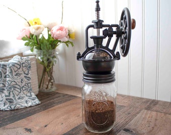 Vintage Reproduction Manual Coffee Grinder for Regular Mouth Mason Jars