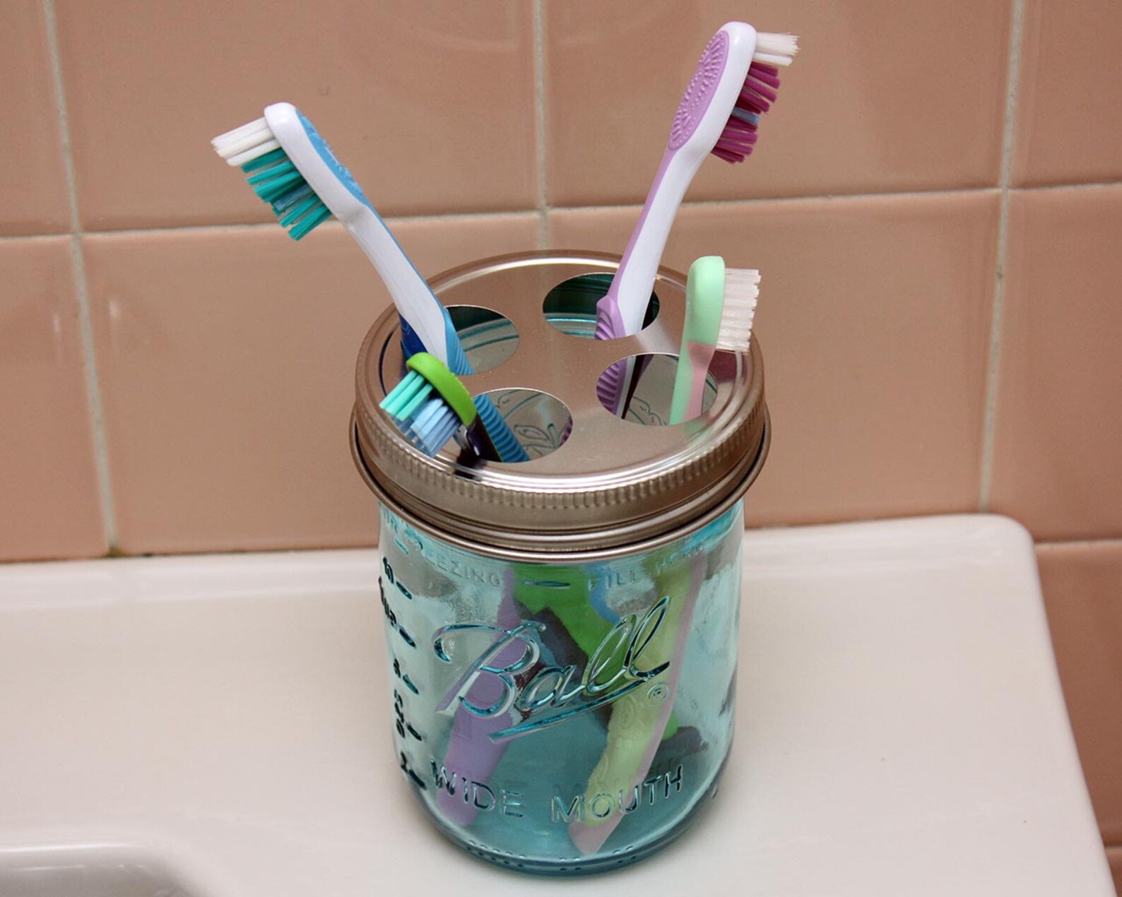 Mason jar toothbrush holder lid / Stainless steel / for wide Etsy