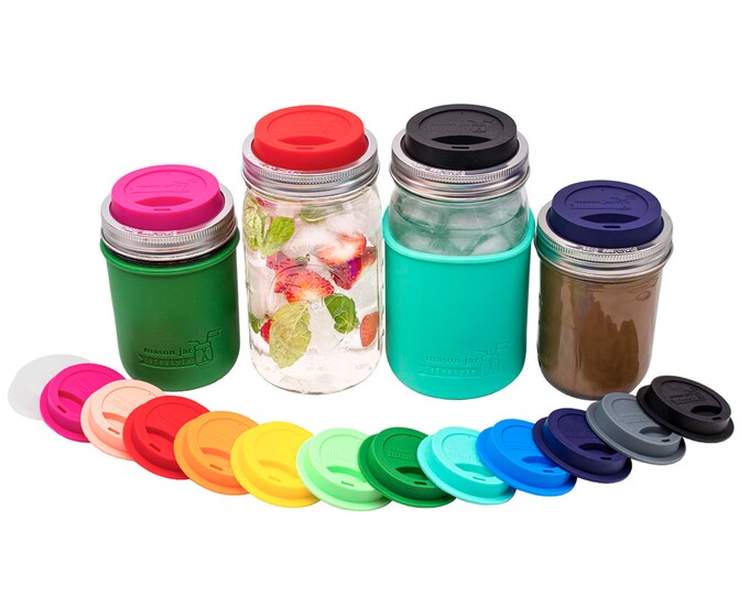 Regular Mouth Mason Jar Cup Lid With Reusable Colored Straw & Etsy