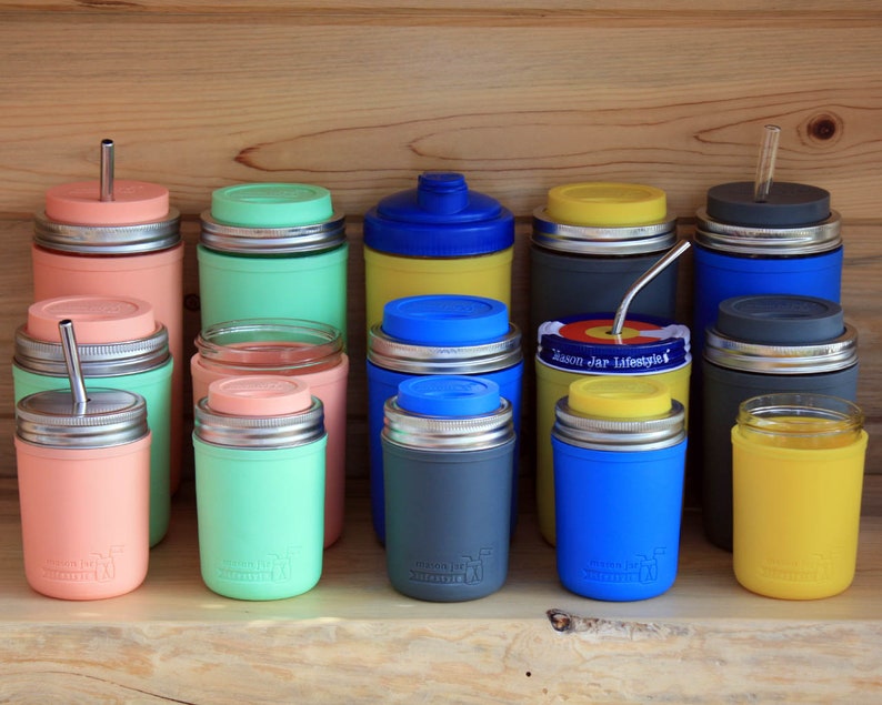 Mason Jar Lifestyle Silicone Drinking Lids with Rust Proof ...