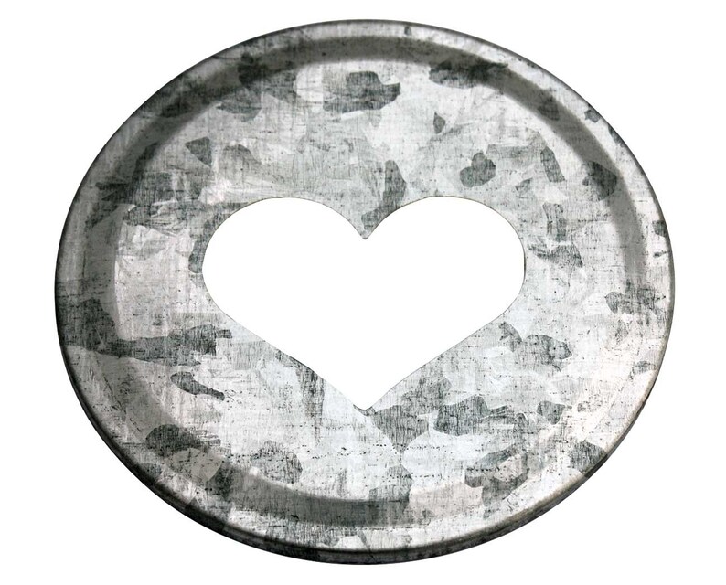 Mason Jar Heart Lid Insert / Galvanized / Choose From Regular Etsy