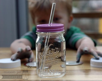 Medium Glass Straws 5-pack * for pint Mason Jars or medium/large glasses * + cleaning brush (choose thin or thick sizes)