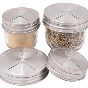 4 Pack Stainless Steel Spice Shaker Lids for Mason Jars Wide Mouth