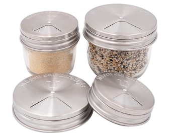 4 Pack Stainless Steel Spice Shaker Lid for Mason Jars