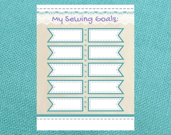 Editable Sewing Planner Page for Setting Sewing Goals -- Great for New Year's Resolutions! Color Version --