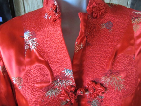 1970's Red Asian Embroidered Jacket Size 36 / sma… - image 2