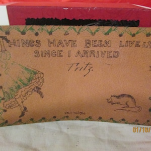 5 Vintage Leather Post Cards 1904 1 Used Comic