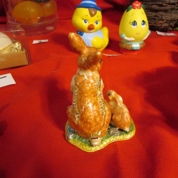 Cherished Treasures Bunny Rabbit Trinket Box Mommy & … - Gem