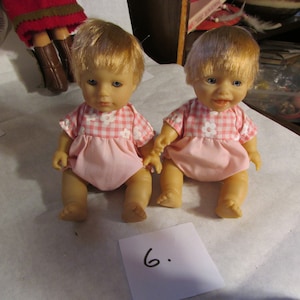 2 Vintage Little Twins 7&quot; Bendable dolls
