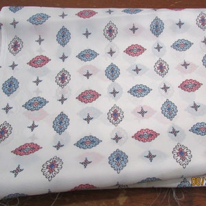 Vintage Material Fabric Blues Pinks White with Border