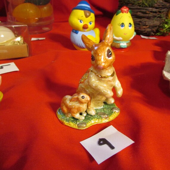 Cherished Treasures Bunny Rabbit Trinket Box Mommy & … - Gem