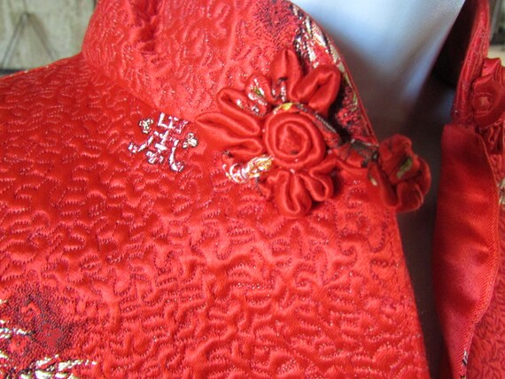 1970's Red Asian Embroidered Jacket Size 36 / sma… - image 3