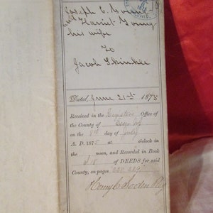 1875 Quit Claim Deed Newark New Jersey Young Family Seal Stamped