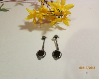 Vintage Set Of Sterling Marcasite Pierced Earrings