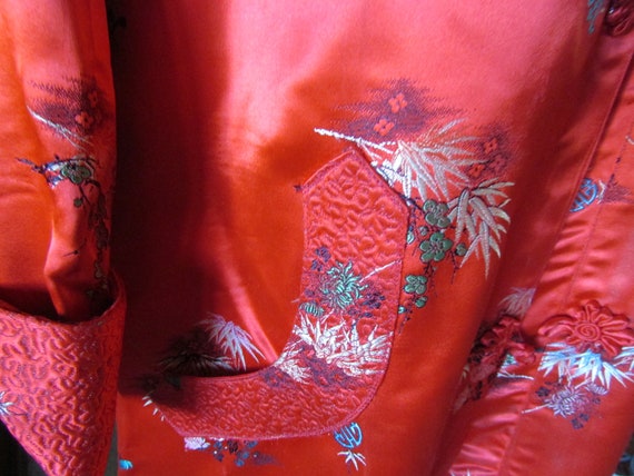 1970's Red Asian Embroidered Jacket Size 36 / sma… - image 4