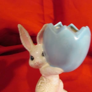 Little Easter Rabbit Planter Blue Bunny Spring Planter 4 1/2&quot;