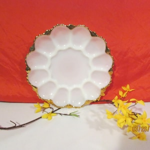 Vintage Milk Glass Easter Egg Plate Holds Up To 12 Eggs Easter Egg Platter