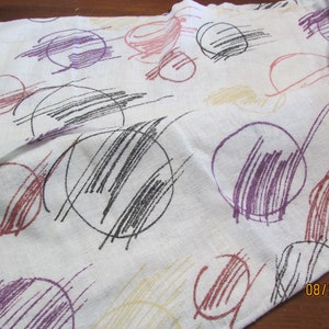 Vintage Material 1970&#39;s Circles look like crayon coloring 88 x 112 Polyester