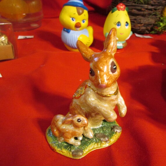 Cherished Treasures Bunny Rabbit Trinket Box Mommy & … - Gem